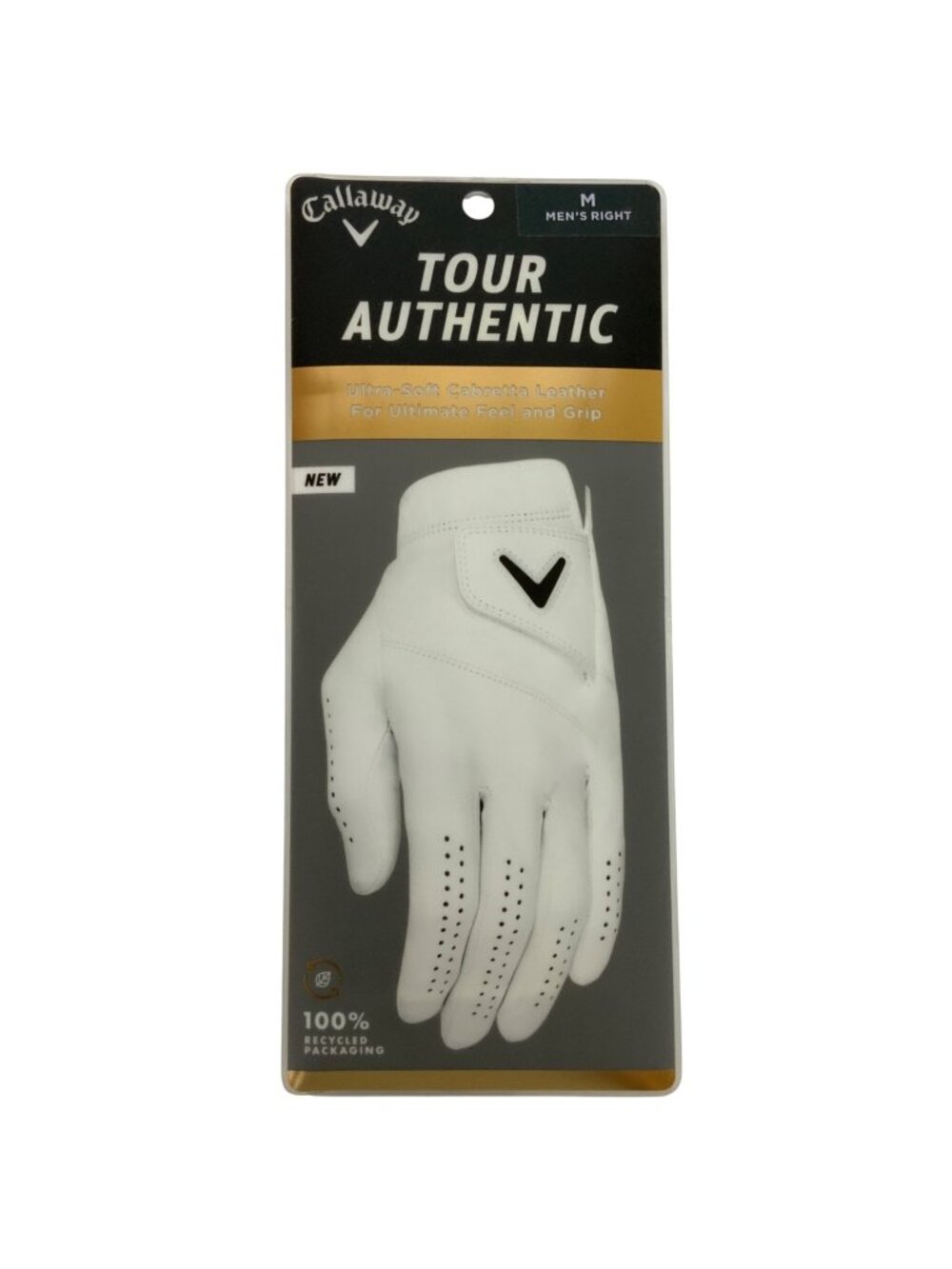 Callaway Tour Mens Right Hand Golf Glove Medium White Premium Cabretta Leather